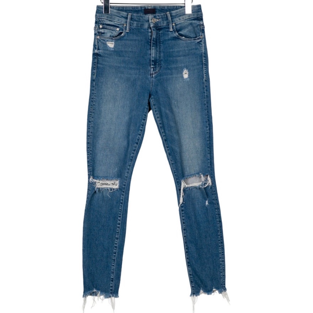 Mother Distressed Stretchy Denim Skinny Jeans